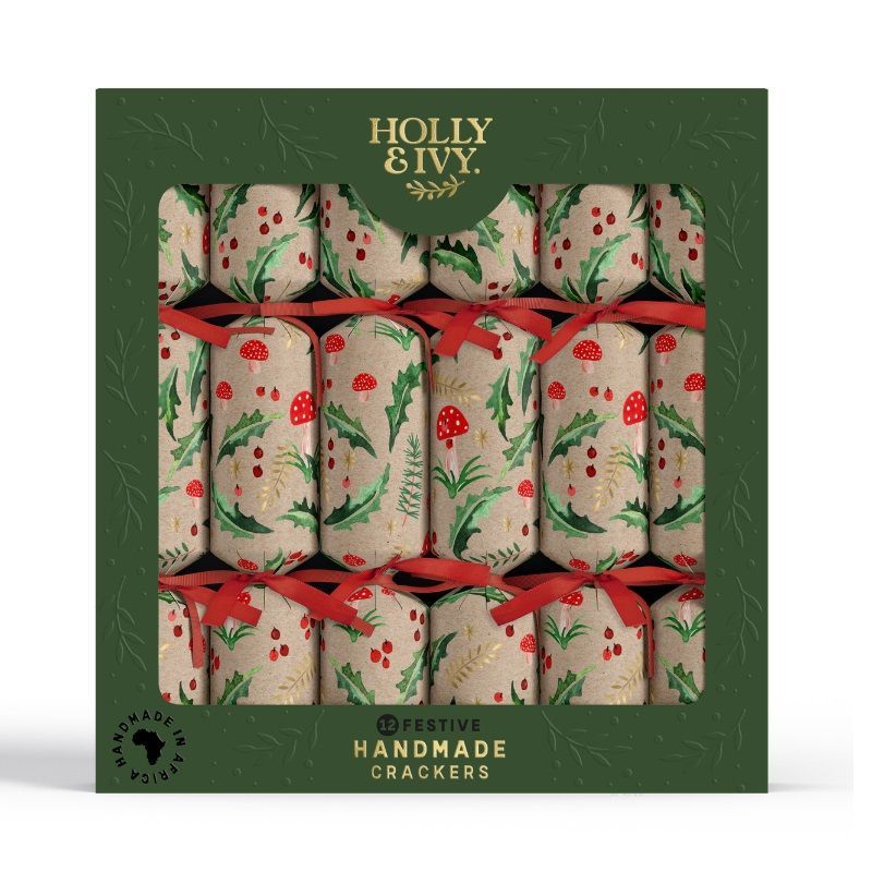 Holly & Ivy Kraft Toadstools Festive Crackers