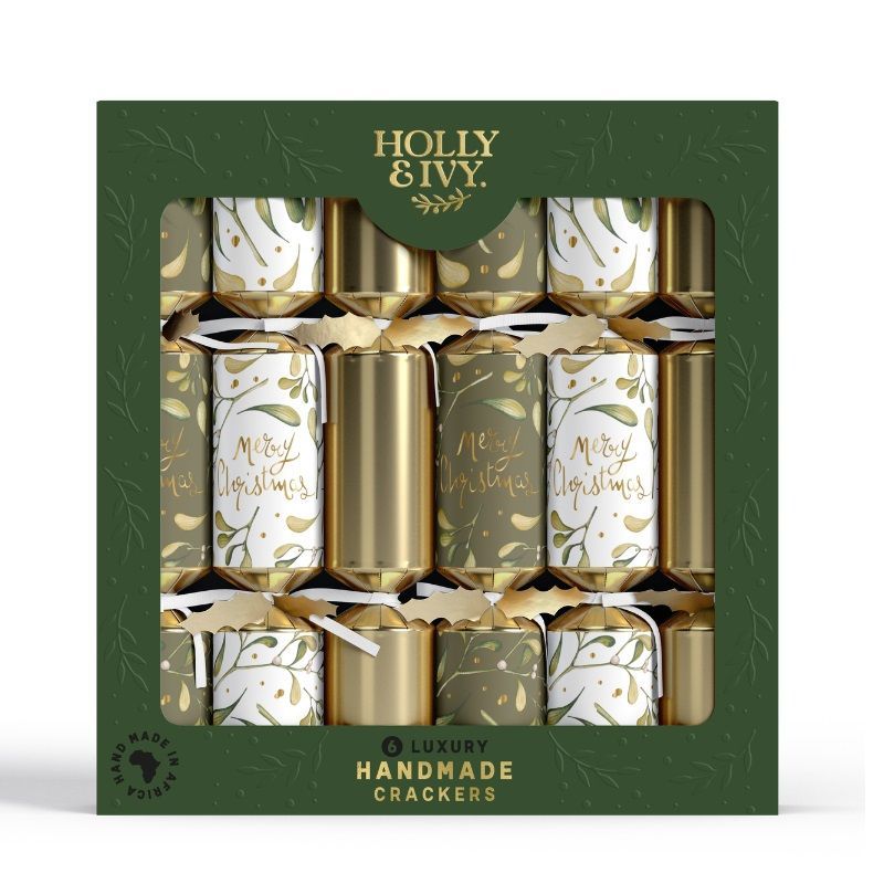 Holly & Ivy Gold Sage & Mistletoe Luxury Crackers