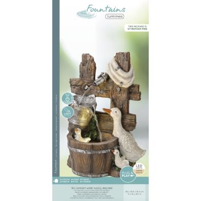 Polyresin Goose Family Water Fountain