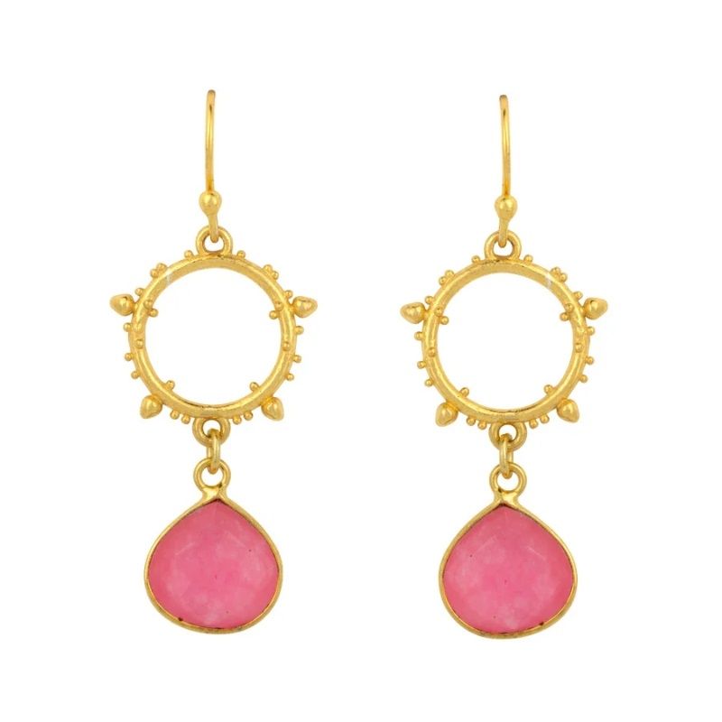 Ashiana London Allegra Pink Jade Earrings