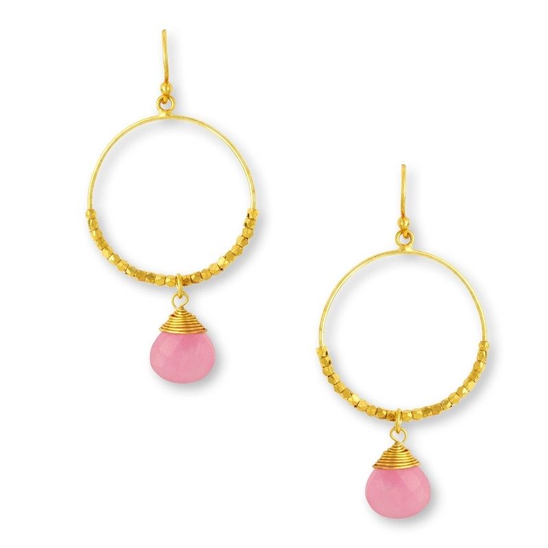 Ashiana London Marie Pink Jade Earrings