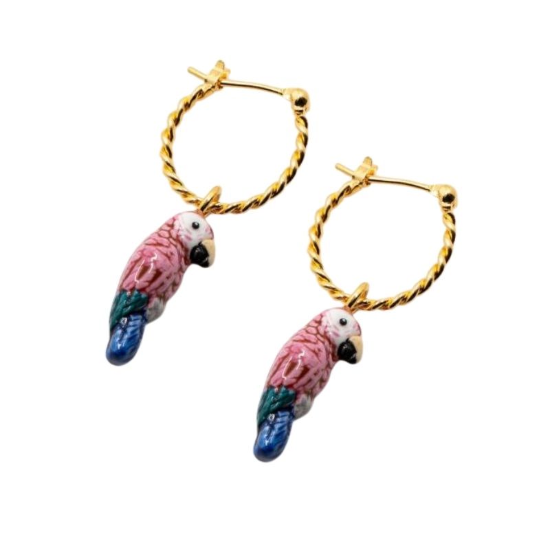 Nach Pink Parrot Tiny Hoop Earrings