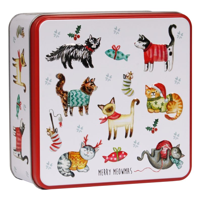 Grandma Wild's Embossed Merry Meowmas Tin with Biscuits 160g