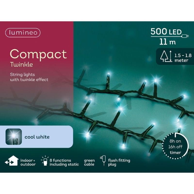 LED Compact Twinkle String Lights 500L - Cool White
