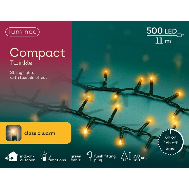 LED Compact Twinkle String Lights 500L - Classic Warm