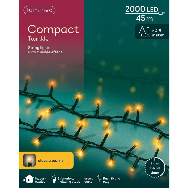 LED Compact Twinkle String Lights 500L - Warm White/Classic Warm
