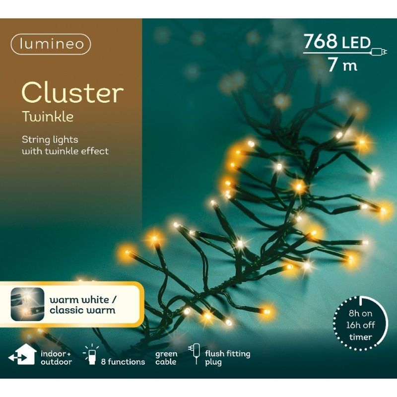 LED Cluster Twinkle String Lights 768L - Warm White/Classic Warm