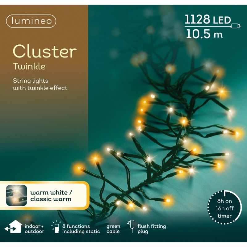 LED Cluster Twinkle String Lights 1128L - Warm White/Classic Warm