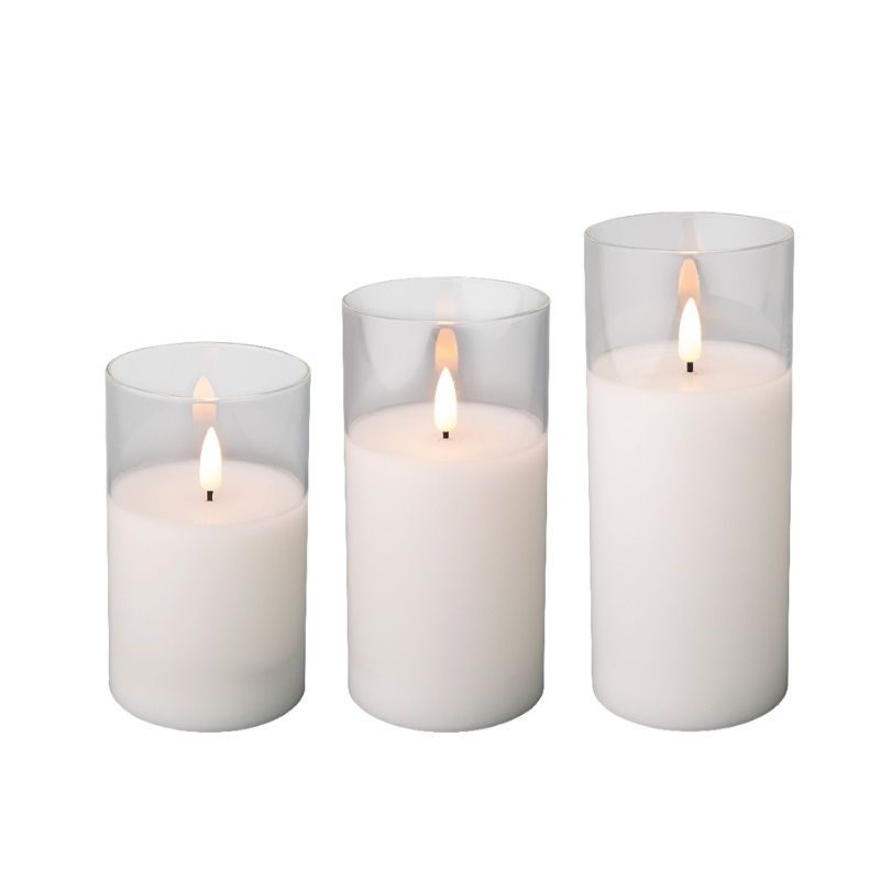 LED Glass Candles (3-Pack) 7.5cm