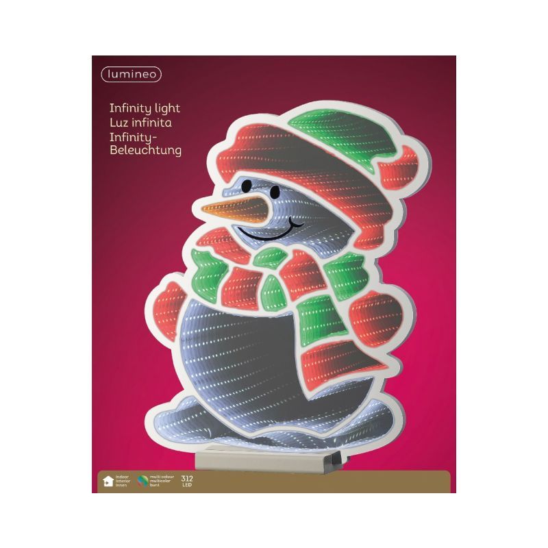 Infinity Lights Snowman - Cool White/Multi Colour