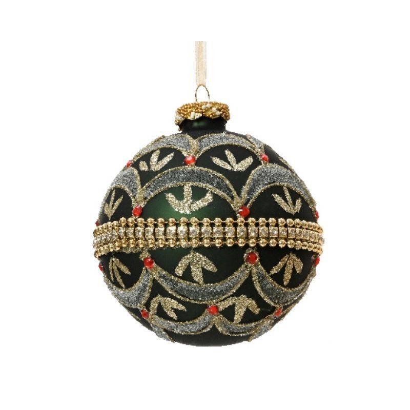 Glass Bauble with Beads 10cm