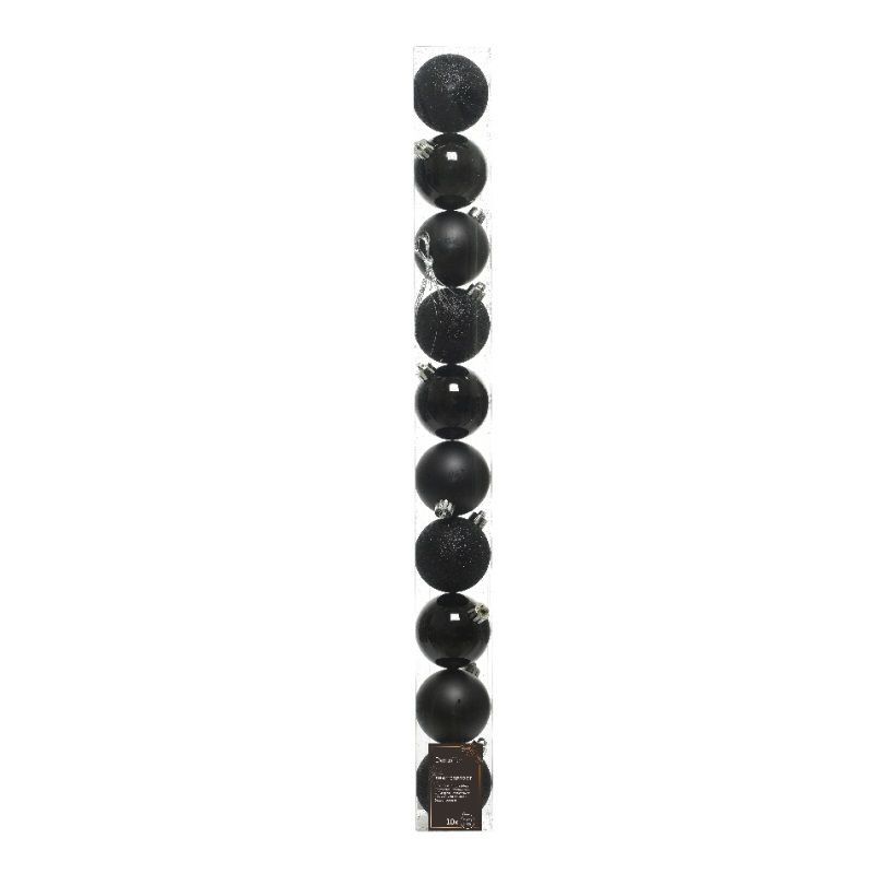 10 Shatterproof Baubles 6cm - Black