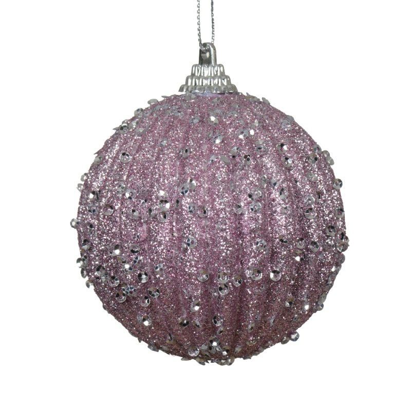 Glitter & Sequins Bauble 8cm - Lilac