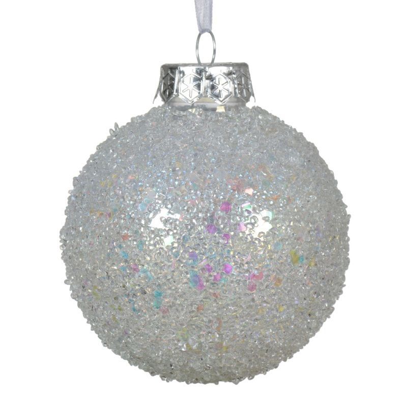 Shatterproof Bauble with Beads 8cm - Iris