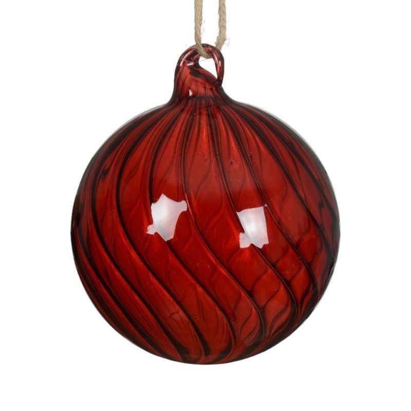 Glass Bauble with Swirl Design 8cm