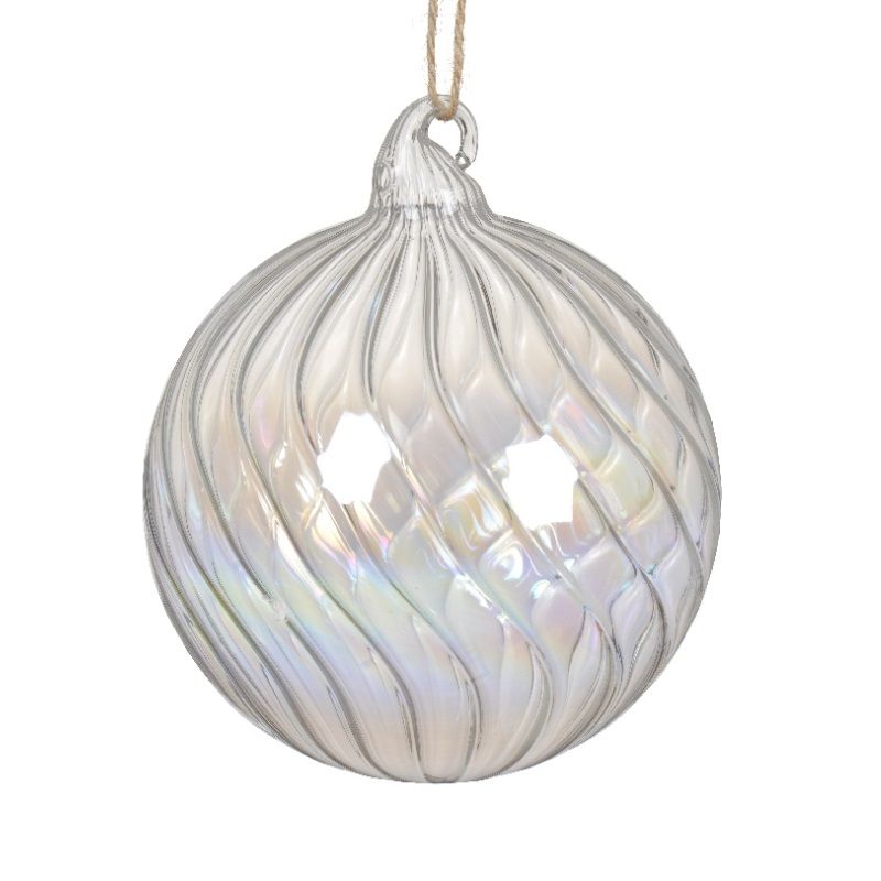 Glass Iris Bauble with Swirl Design 10cm