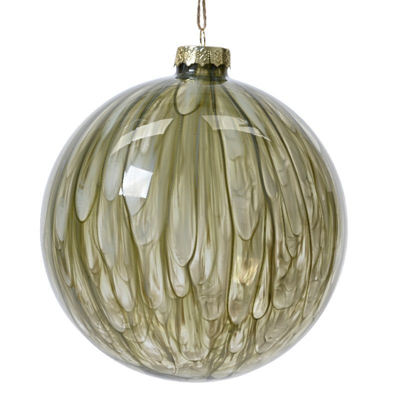 Bauble w painting rosemary green - 15cm