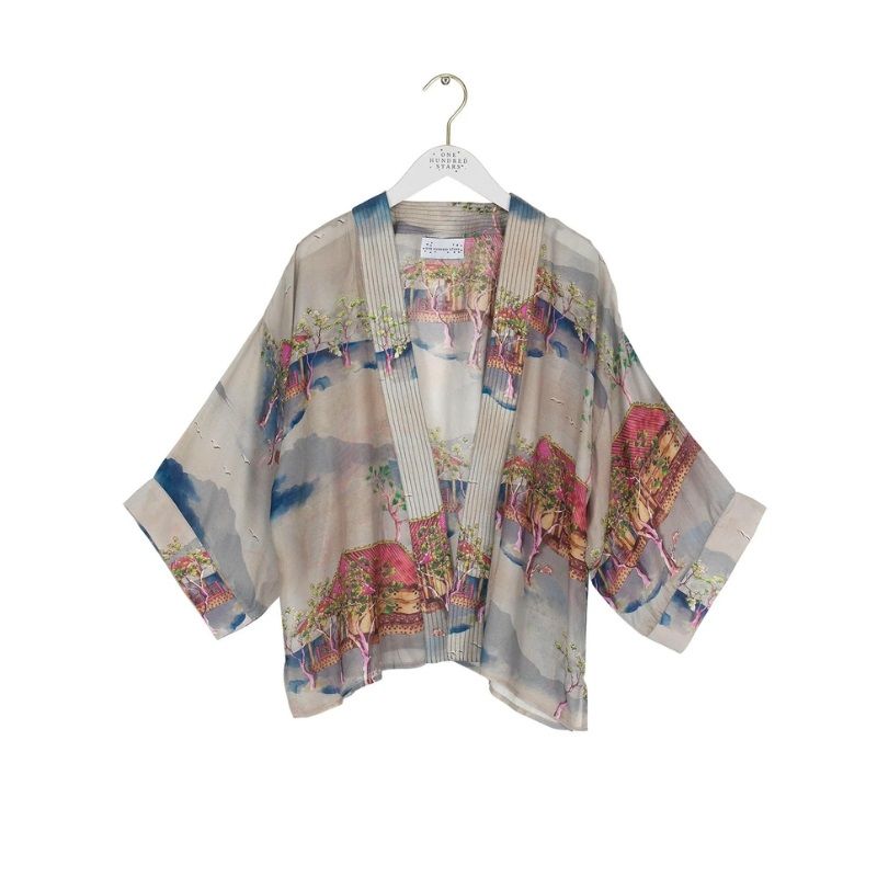 One Hundred Stars Oriental Landscape Grey Kimono