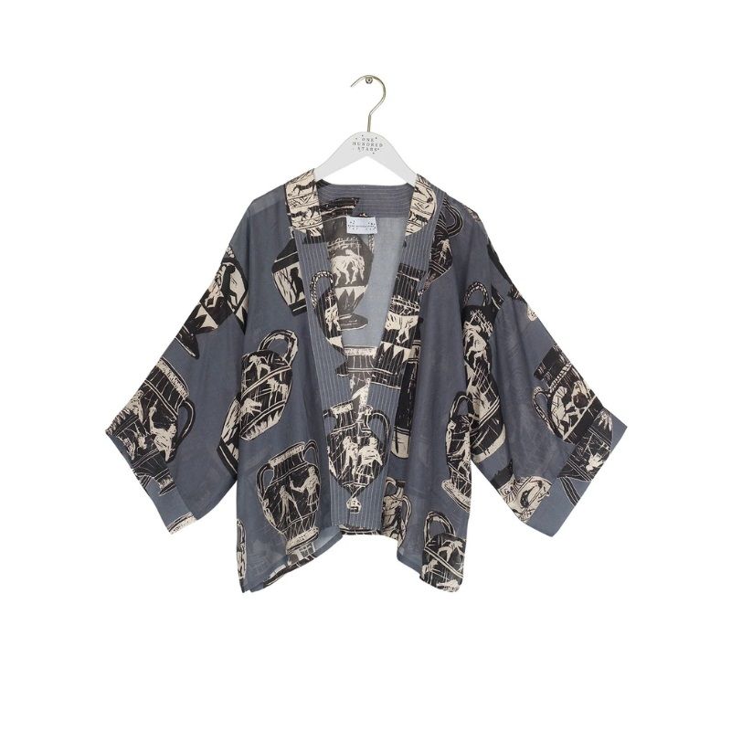 One Hundred Stars Pots Charcoal Kimono