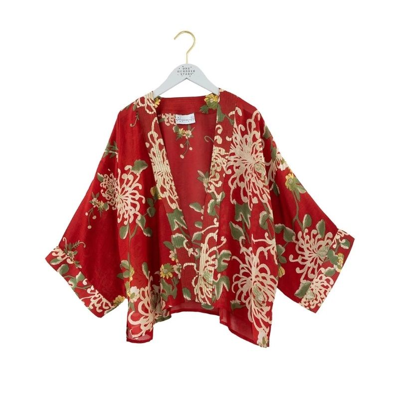 One Hundred Stars Chrysantum Red Kimono