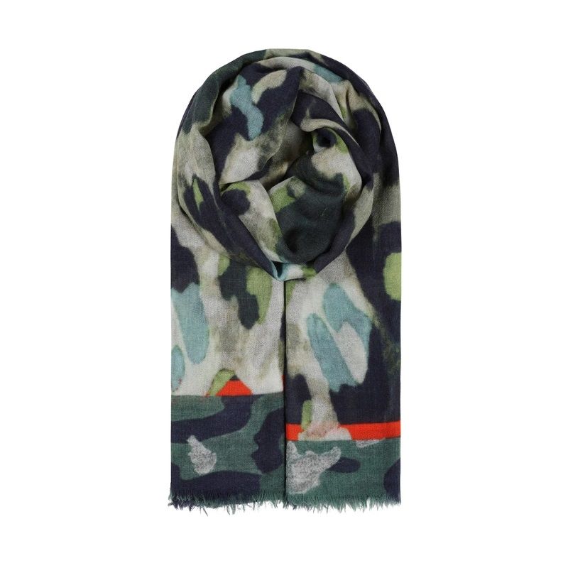 Ombre London Animal Print Wool Scarf - Blue