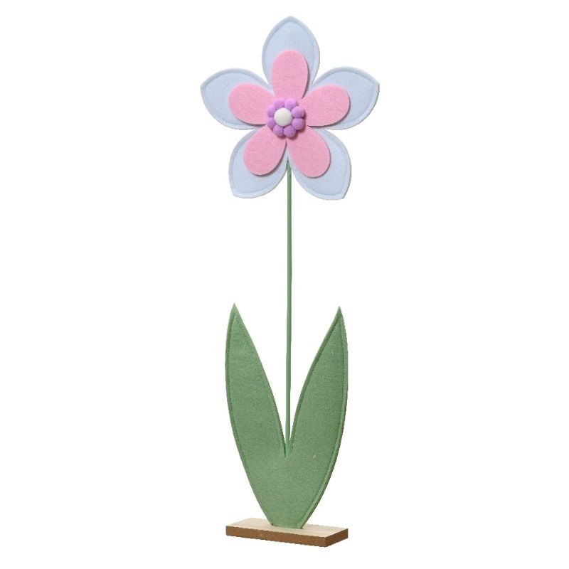 Felt Pink/White Flower on Stand 63cm