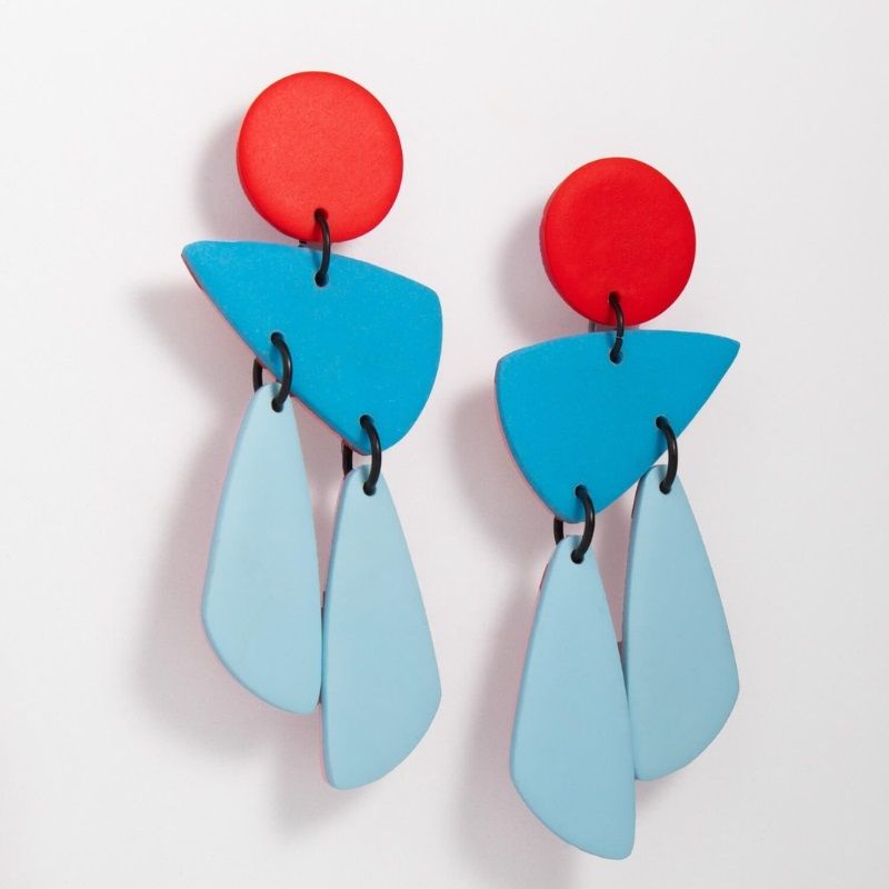 Culu Design Taki - Red/ Robins Egg Earrings