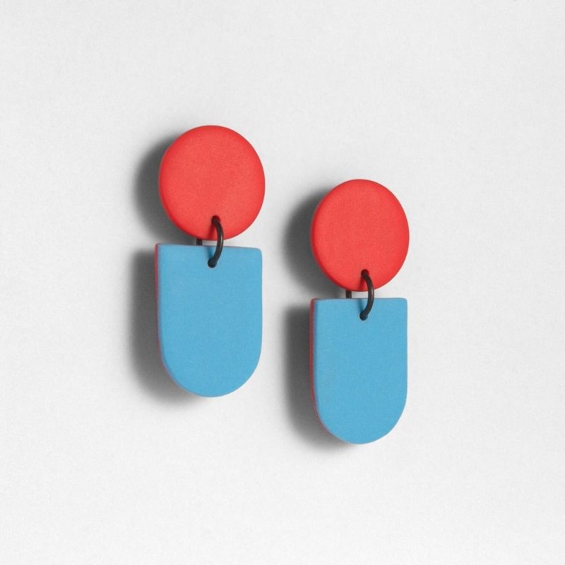 Culu Design Tengae - Red/Robins Egg Earrings