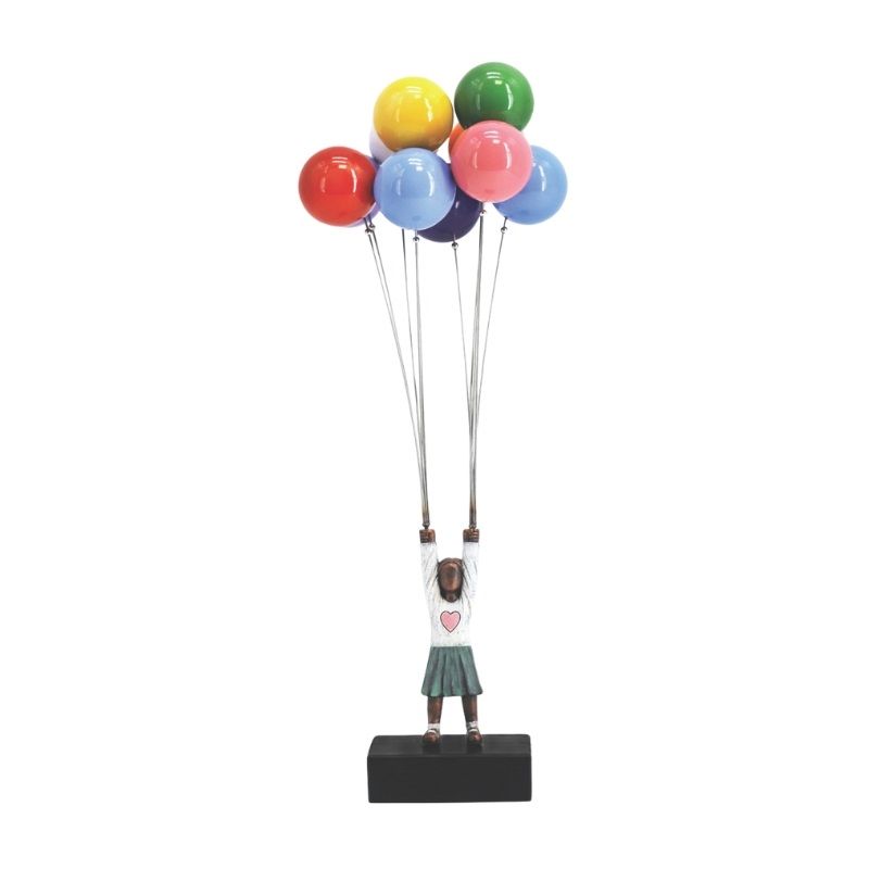 David McGlynn Sculpture - Girl & Two Sets of Balloons "Freedom"