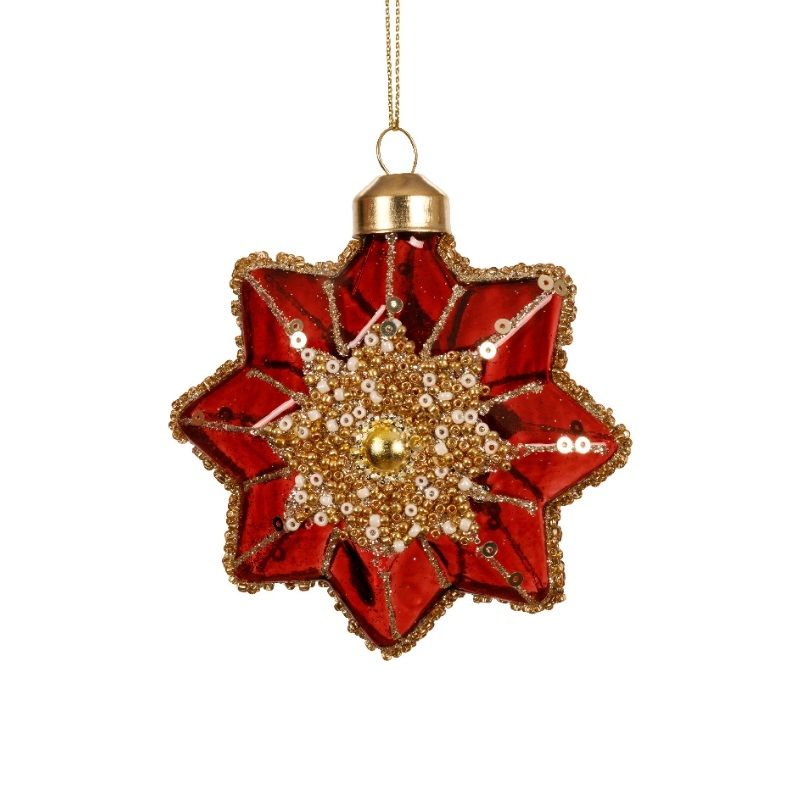 Glass Star Hanging Ornament 8cm