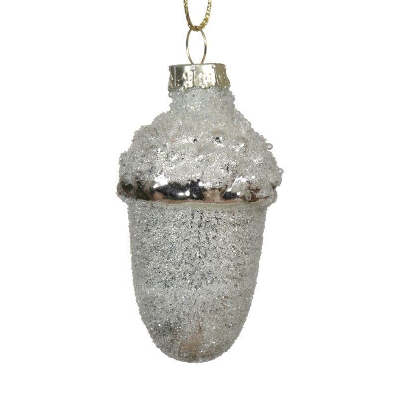 Glass Acorn Hanging Ornament with Beads 6.5cm