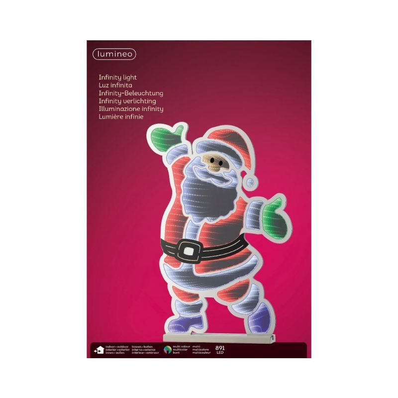 Infinity Lights Santa - Cool/Multi Coloured H.6cm