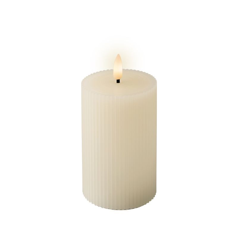 LED Candle Carved Top - Cream H13.5