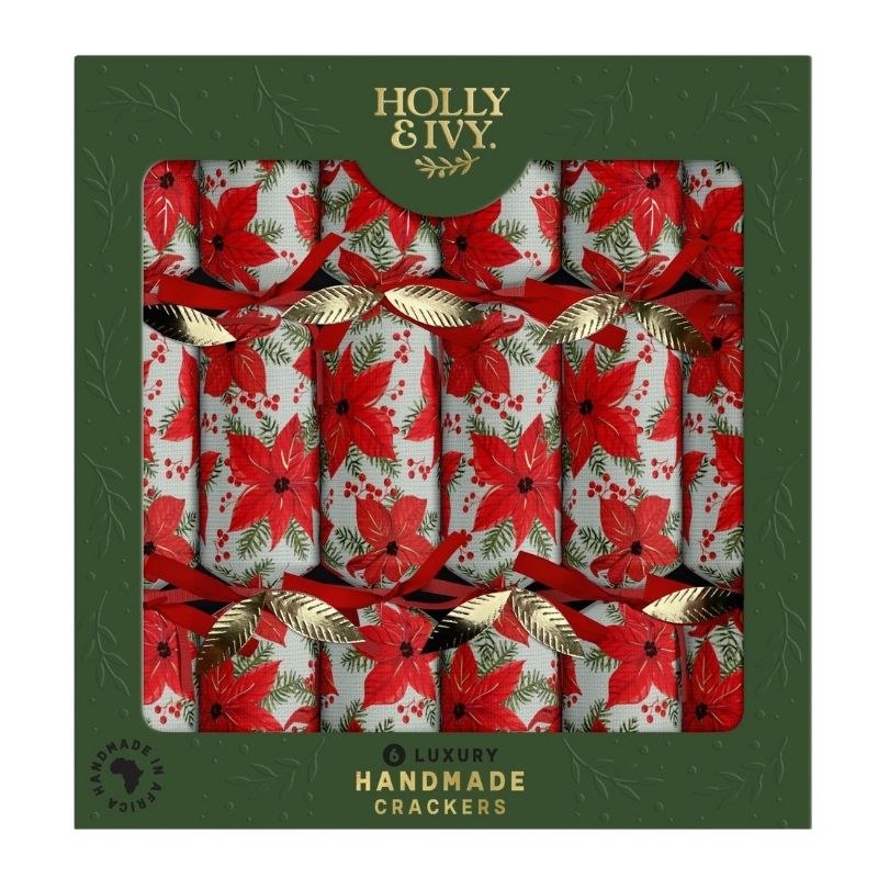 Holly & Ivy Poinsettia Christmas Crackers