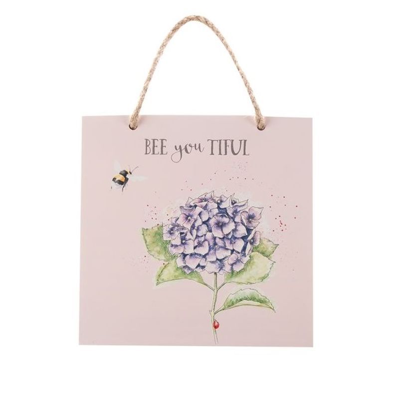 Wrendale Bee Wooden Plaque - Hydrangea