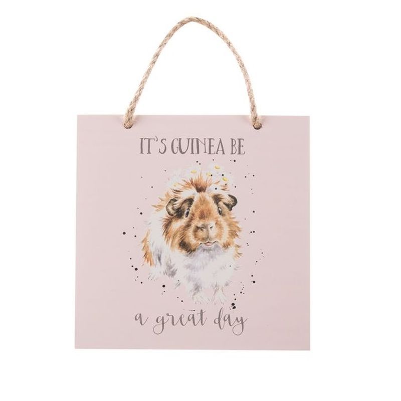Wrendale Guinea Pig Wooden Plaque - Grinny Pig