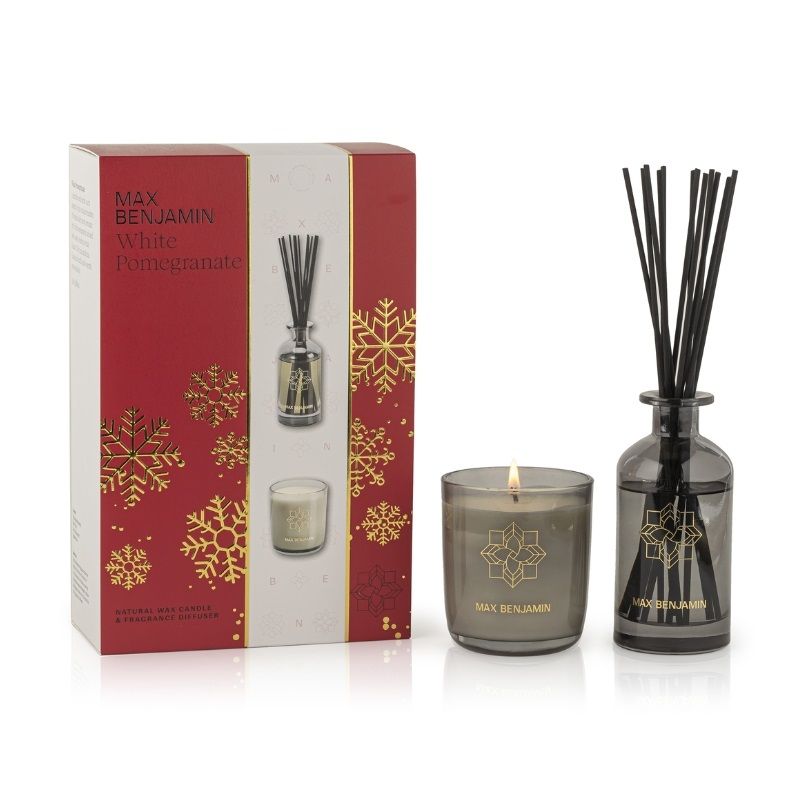 Max Benjamin White Pomegranate Candle & Diffuser Gift Set