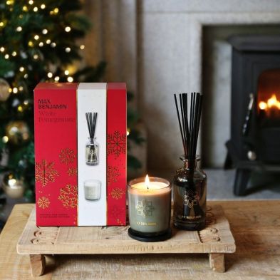 Max Benjamin White Pomegranate Candle & Diffuser Gift Set