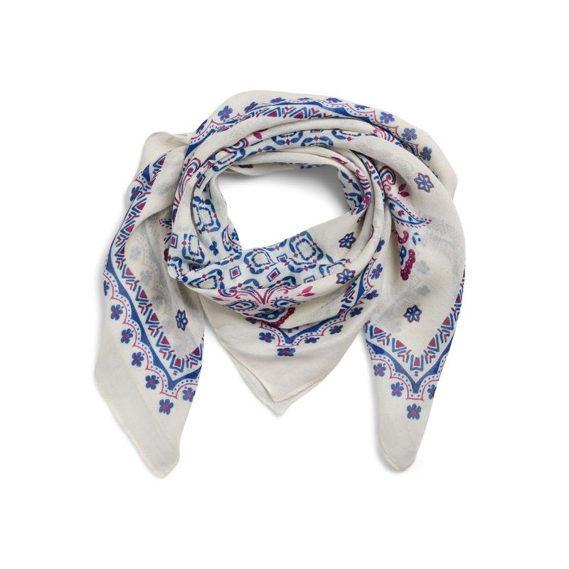 Pieces Mirandi Square Scarf Egret - Blue/Burgundy
