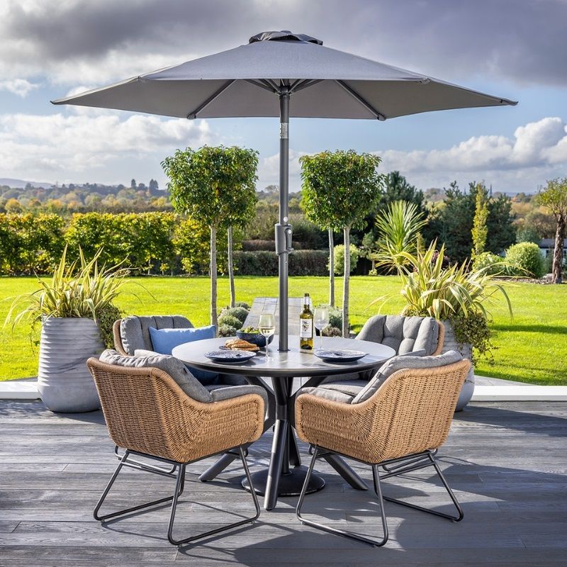 Rayo 4 Seat Round Dining Set - Carbon