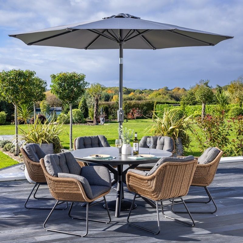 Rayo 6 Seat Round Dining Set - Carbon