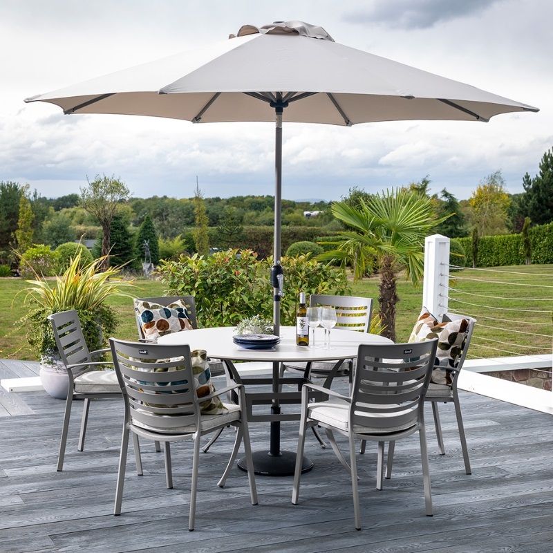 Lyra 6 Seat Round Dining Set - Crimini