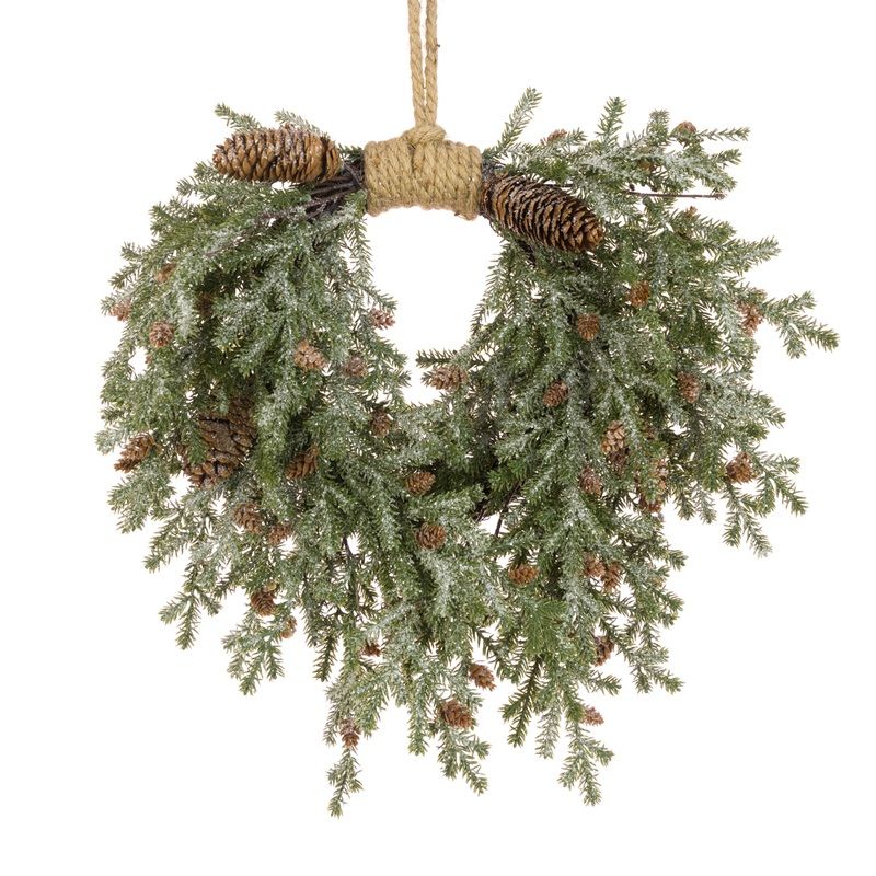 Floralsilk Frosted Pinecone Teardrop Christmas Wreath 40cm