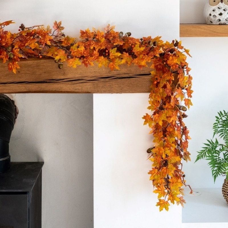 Floralsilk Autumn Maple Garland with Acorns 180cm