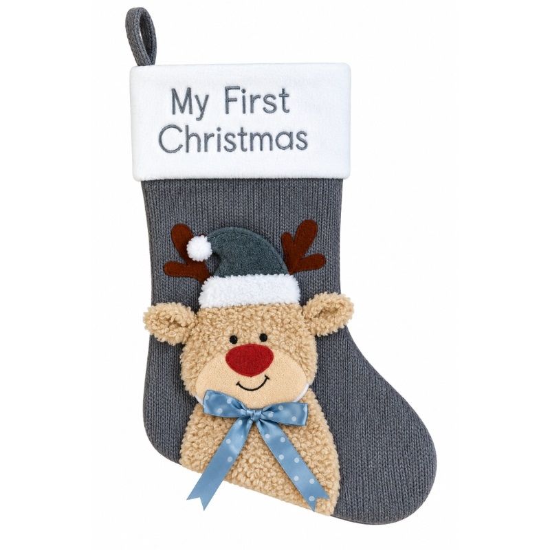 Premier Decorations My First Christmas Grey Stocking 45cm