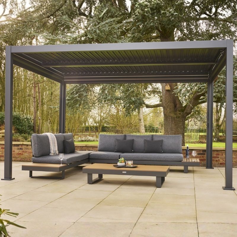 Capri Pergola Gazebo with LED Lights & Screens 4m x 3.6m