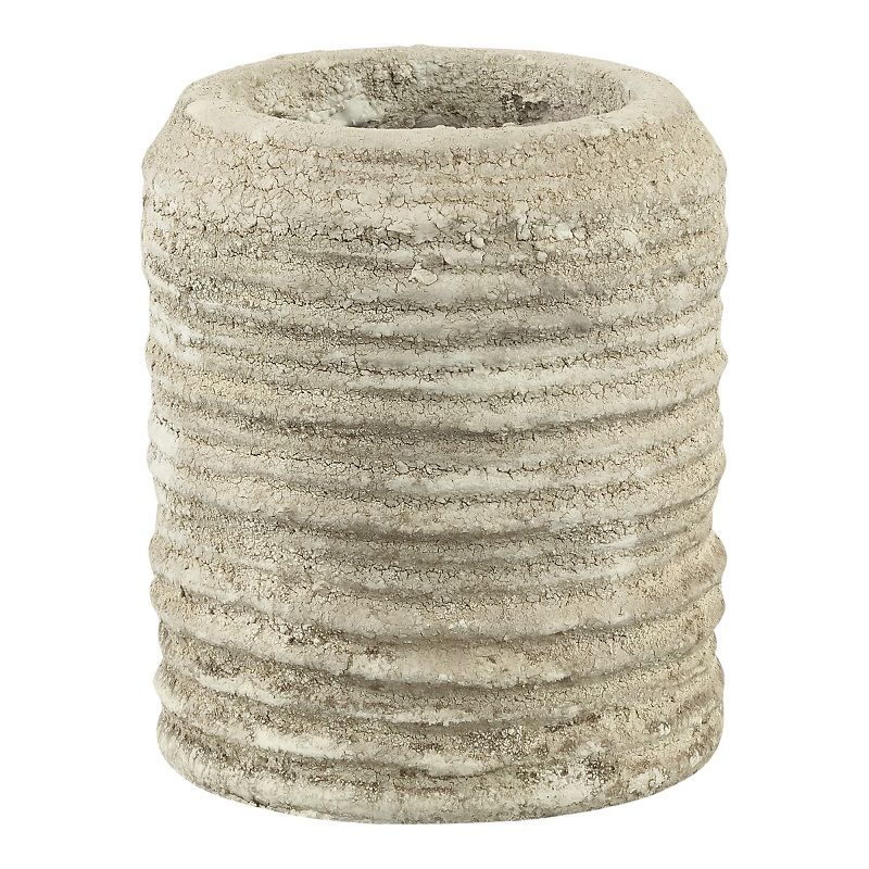 Valence Sand Ceramic Pot Ribbed Round (S)