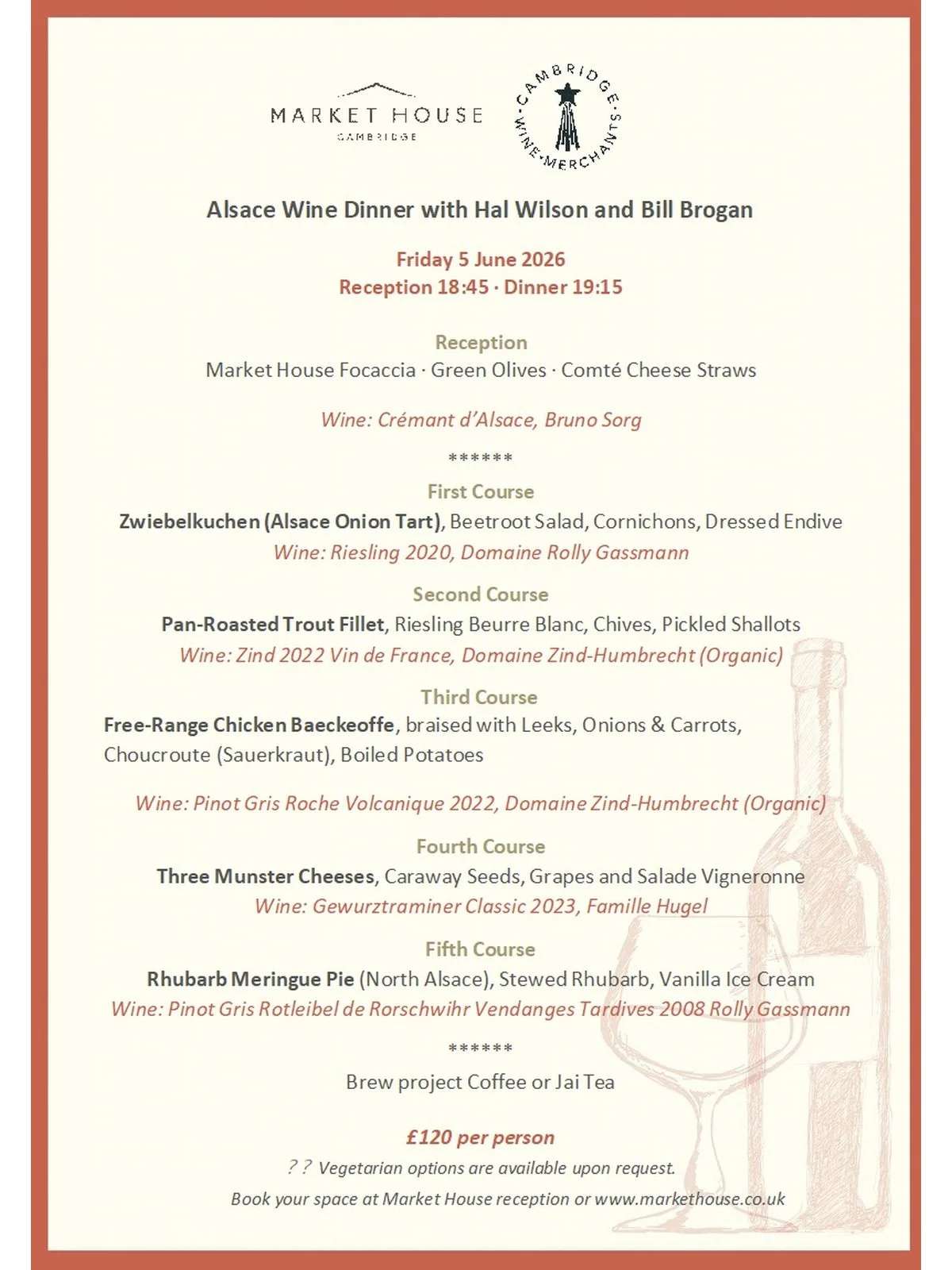 Alsace Wine Dinner 5th June 2026 - Market House