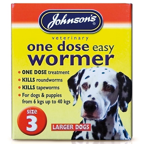 Johnsons Size 3 Dog One Dose Easy Worm Tablets (4 pack)