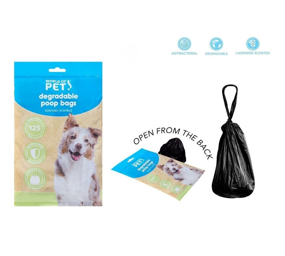 World of pets Antibacterial Degradable Poop Bags - Pack of 125